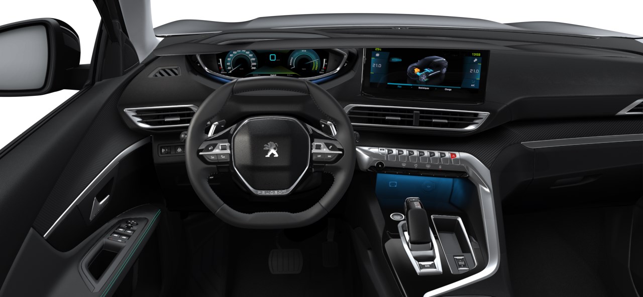 Renting Finders Peugeot 3008 Hybrid Plug-In EAT8 Active Pack SUV Automático Etiqueta 0 Gris Platino Interior