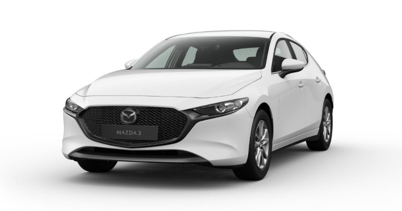 Mazda 3 Premi Line Artic White Compacto MHEV Micro-Híbrido Etiqueta ECO Manual Renting Finders