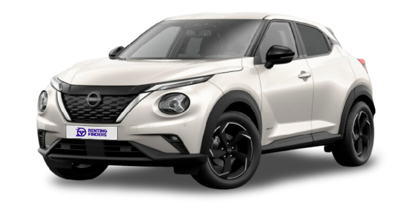 Renting Nissan Juke N-Connecta Híbrido Gasolina Etiqueta ECO White Pearl SUV Renting Finders