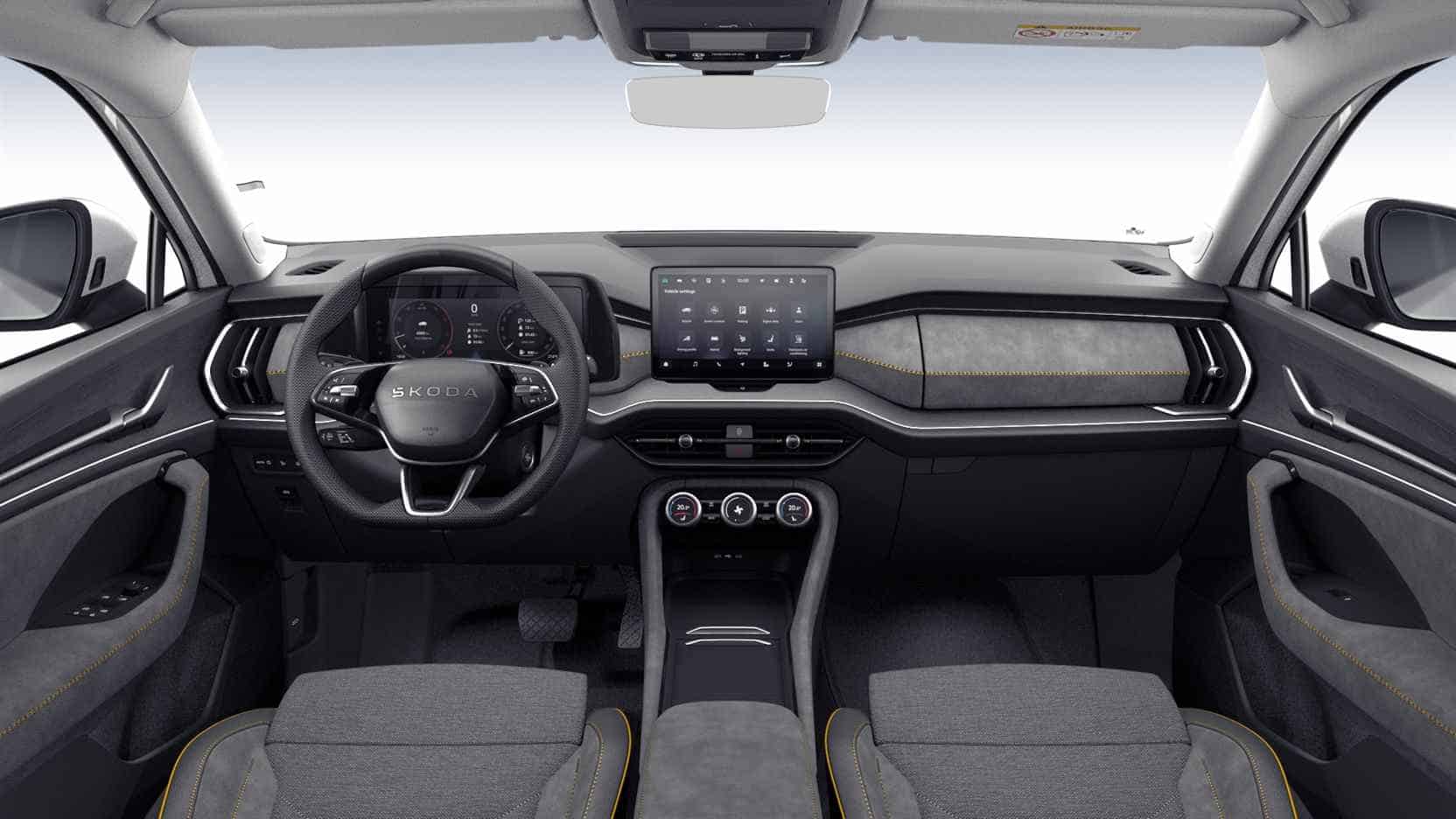 Renting New Skoda Kodiaq Selection Blanco Luna SUV 7 Plazas Automático Interior