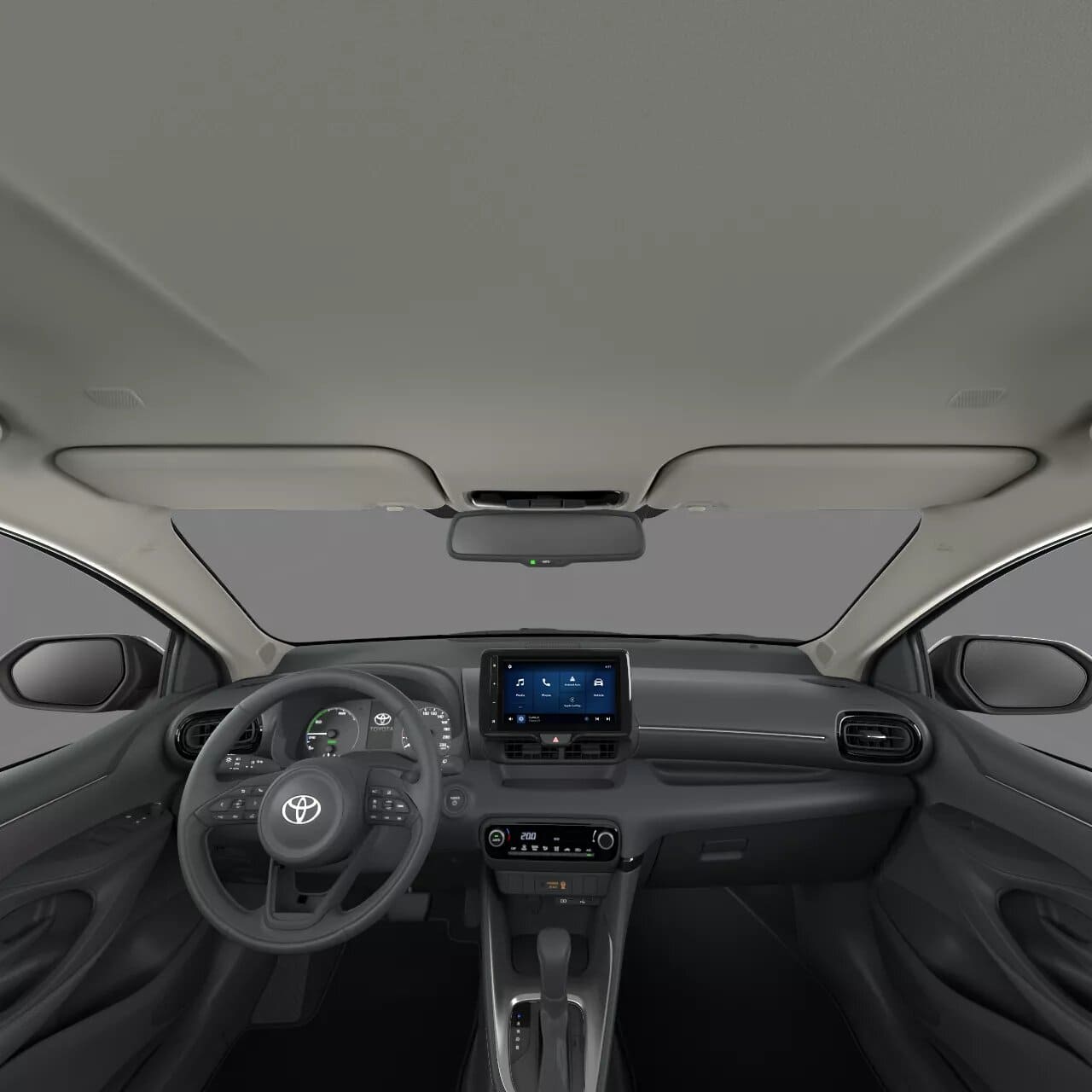 Renting Toyota Yaris Active Plus Compacto Híbrido Automático Etiqueta ECO Negro Azabache Renting Finders Interior