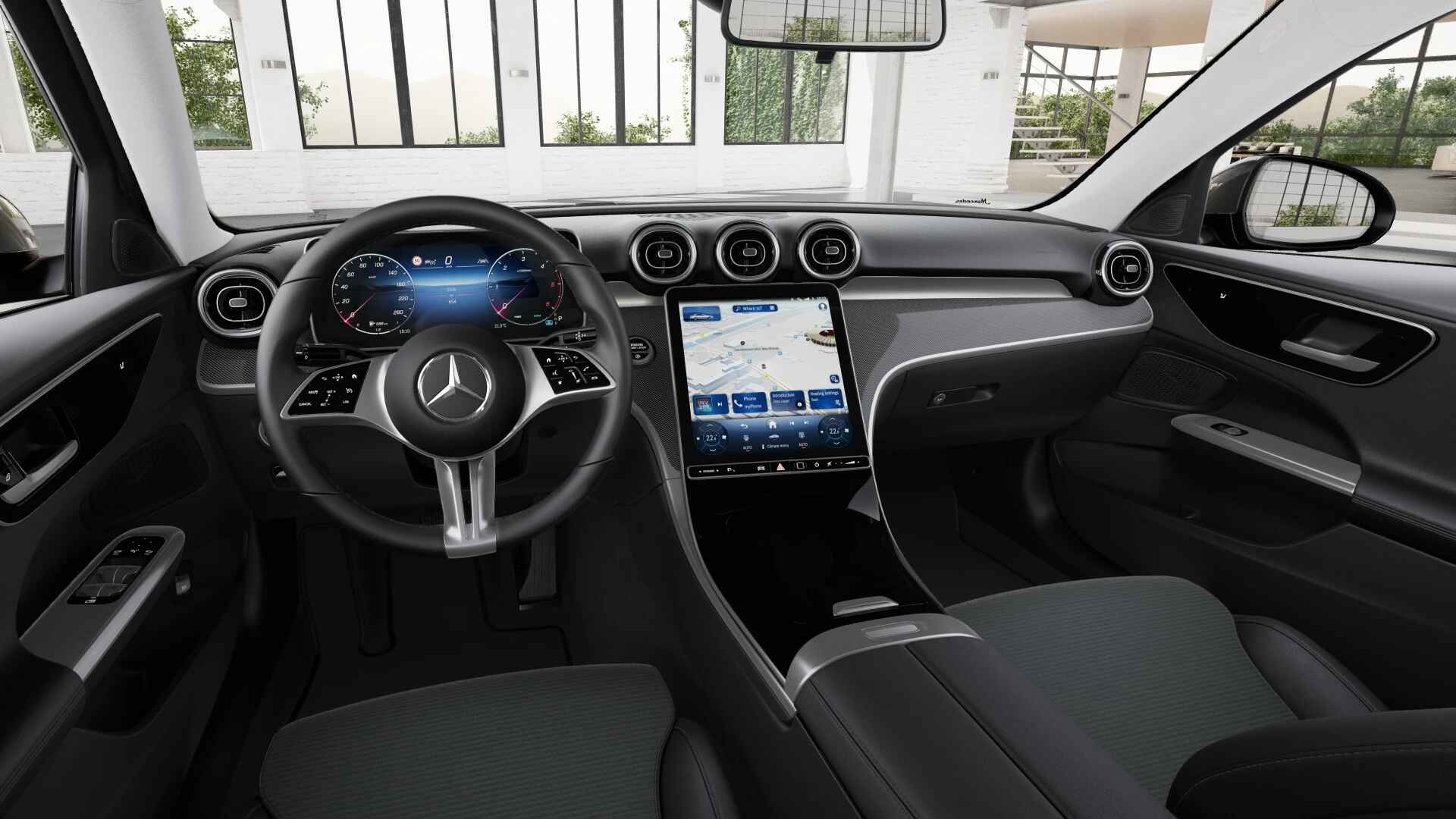 Renting Mercedes-Benz Clase C 220 d Gris Grafito Berlina Automático Interior