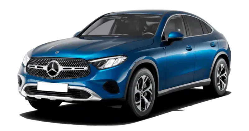 Renting Mercedes-Benz GLC Coupe 300 e 4MATIC Azul Espectra SUV Automático Híbrido-Enchufable Etiqueta 0