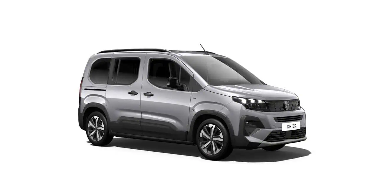 Renting New Peugeot Rifter Standard GT Gris Artense Furgoneta Familiar Automático 5 Plazas