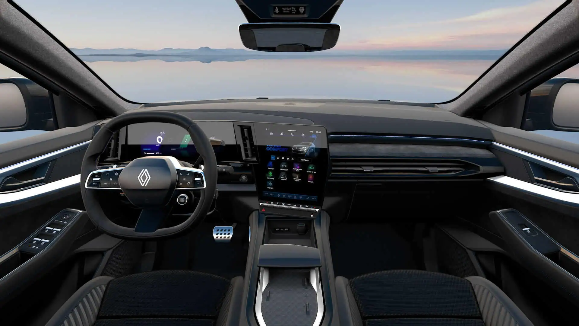 Renting Renault Espace E-Tech Esprit Alpine Gris Báltico SUV Automático Híbrido Etiqueta ECO 7 Plazas Interior