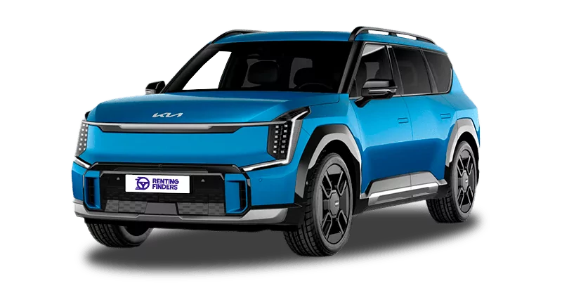 Renting Kia EV9 GT Line Ocean Blue Glossy SUV 7 Plazas Eléctrico Automático 4x4 Etiqueta 0 Renting Finders