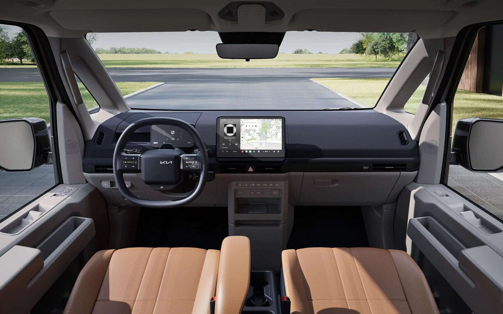 Renting New Kia PV5 Passenger L2 H1 LR Plus Aurora Black Furgoneta Familiar 5 Plazas Eléctrica Automática Etiqueta 0 Interior