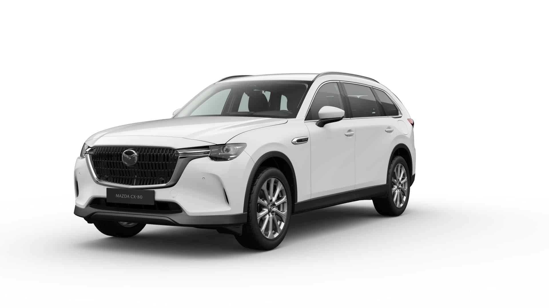 Renting New Mazda CX-80 Exclusive-Line SUV Artic White 7 Plazas