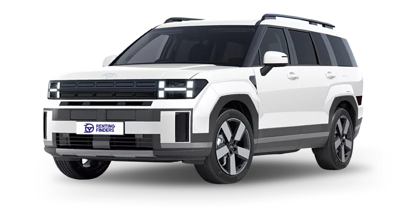 Renting New Hyundai Santa Fe Tecno Creamy White Pearl SUV 7 Plazas Híbrido-Enchufable PHEV Automático Etiqueta 0 Renting Finders