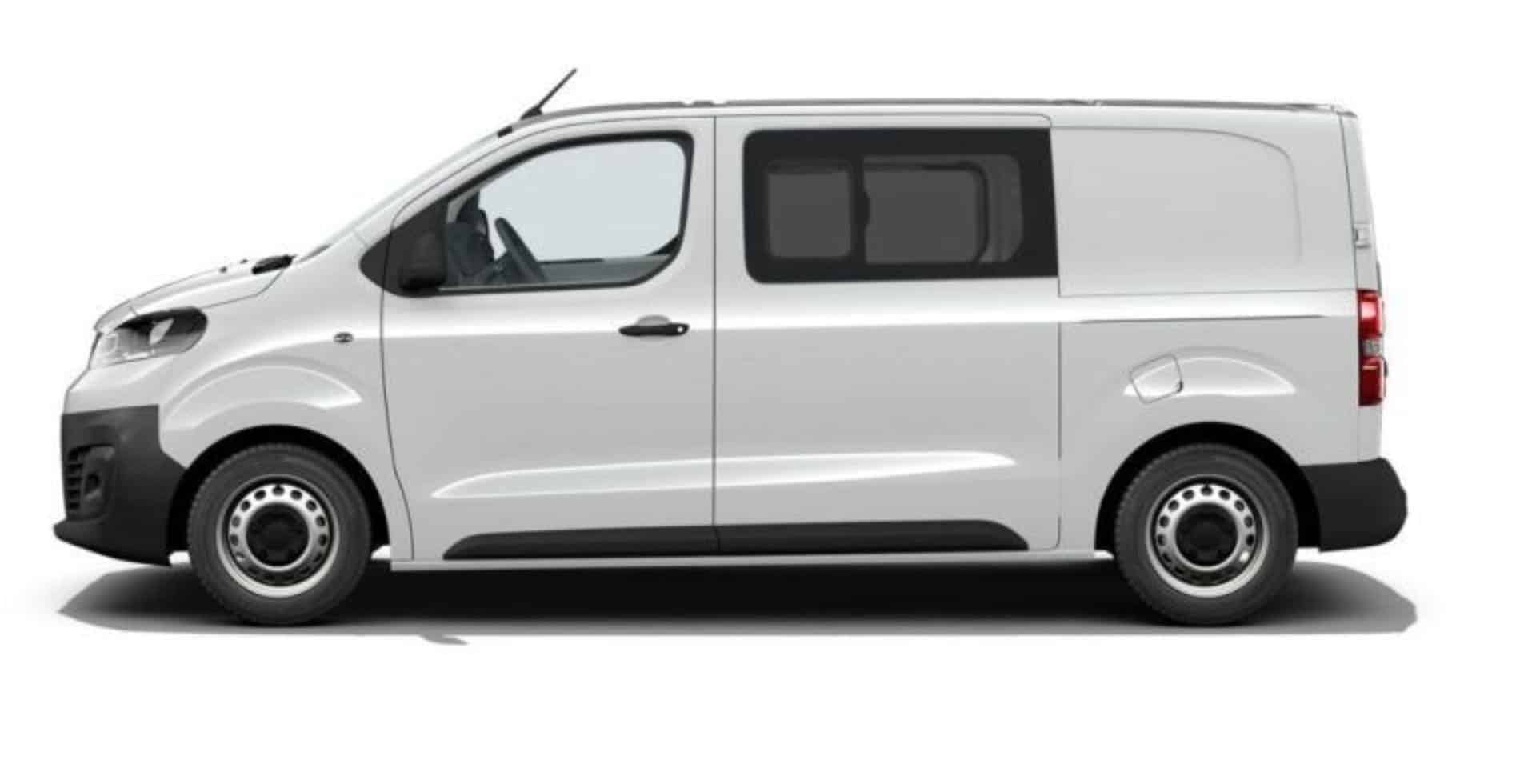 Renting Opel Vivaro Doble Cabina Plegable Kaolin White Furgoneta Mixta Familiar Carga 6 Plazas