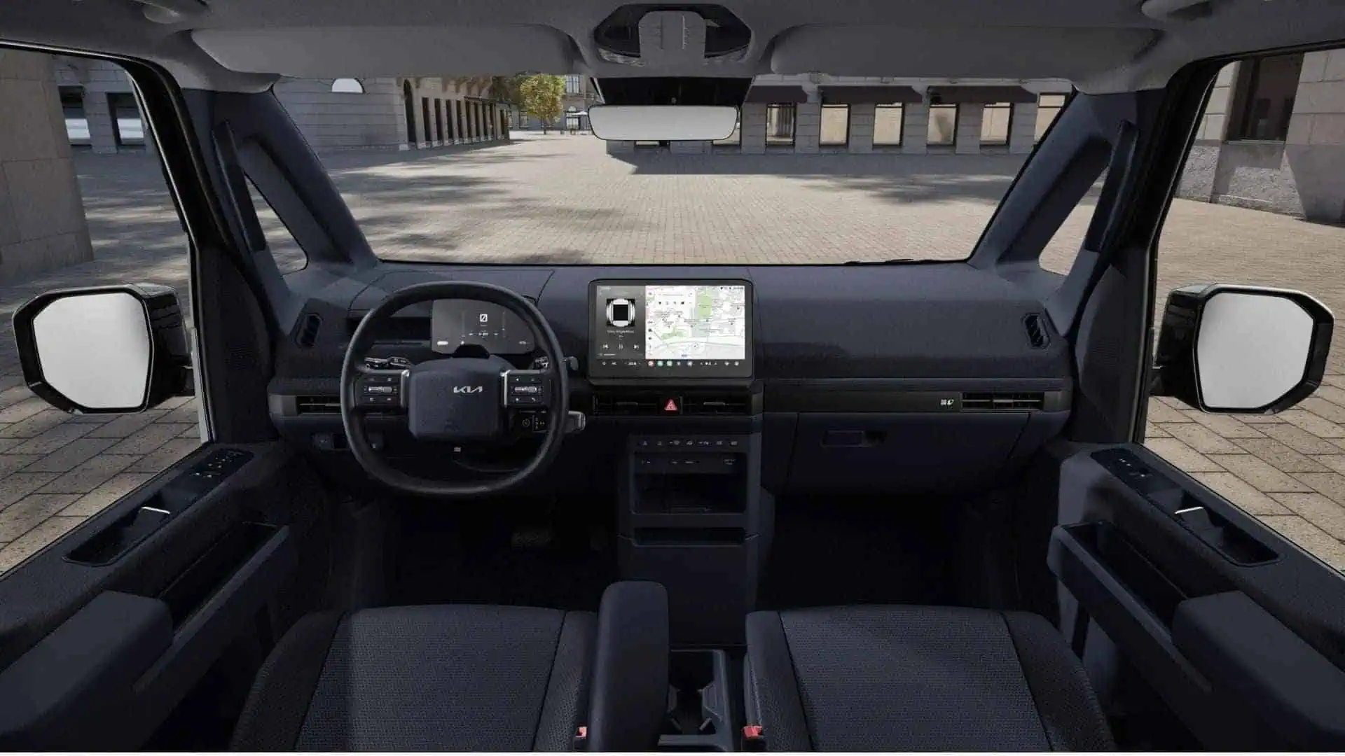 Renting New Kia PV5 Cargo Plus Clear White Furgoneta Industrial Automática 2 Plazas Eléctrica Etiqueta 0 Interior