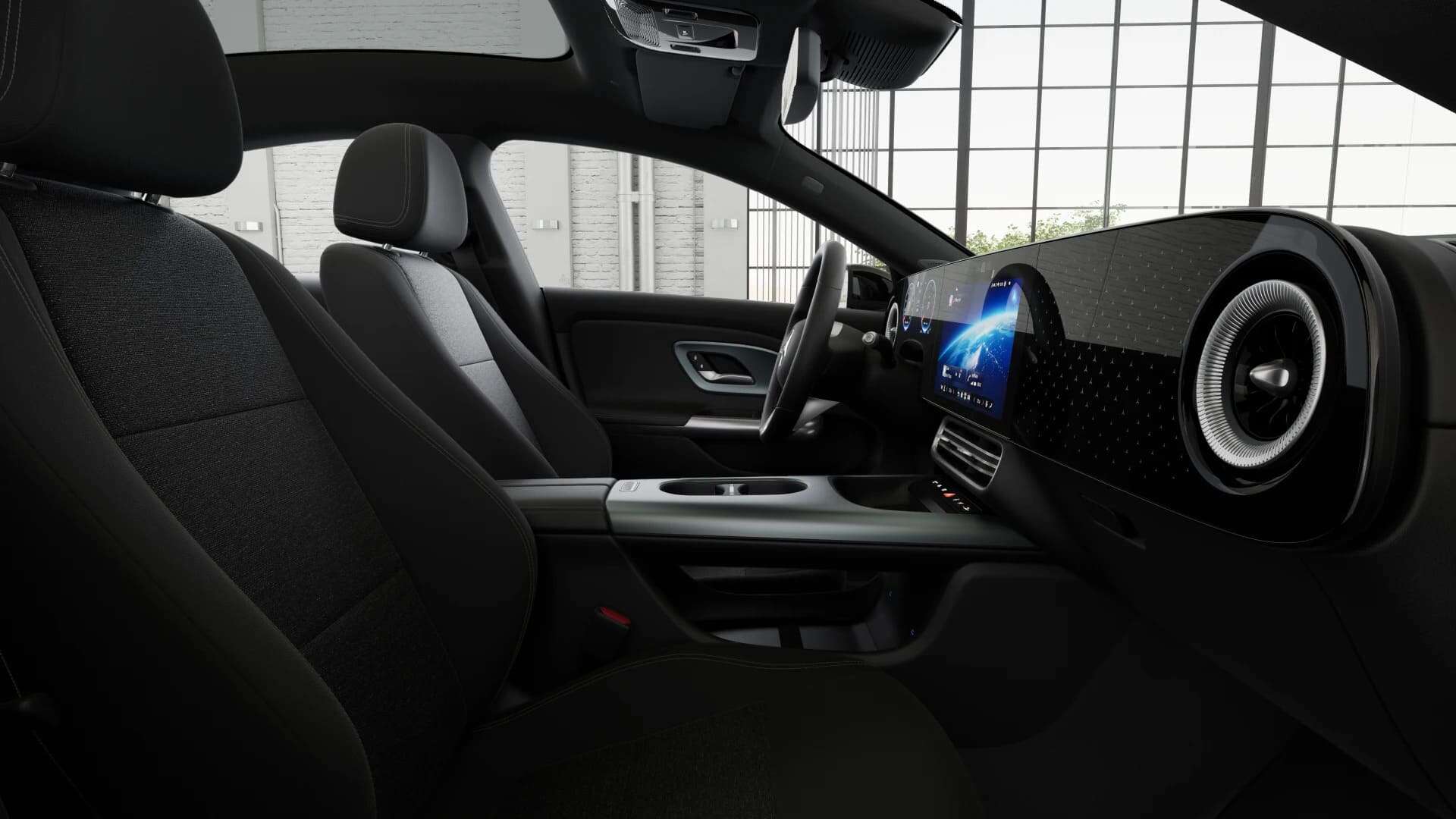 Renting New Mercedes Benz CLA Negro Cosmos Sedán Automático MHEV Micro-Híbrido Etiqueta ECO Asientos