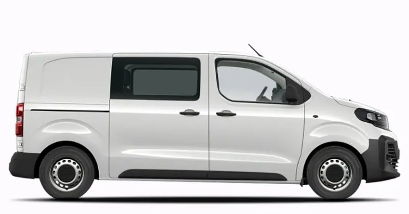 Renting Opel Vivaro Doble Cabina Plegable Kaolin White Furgoneta Mixta Familiar Carga 6 Plazas
