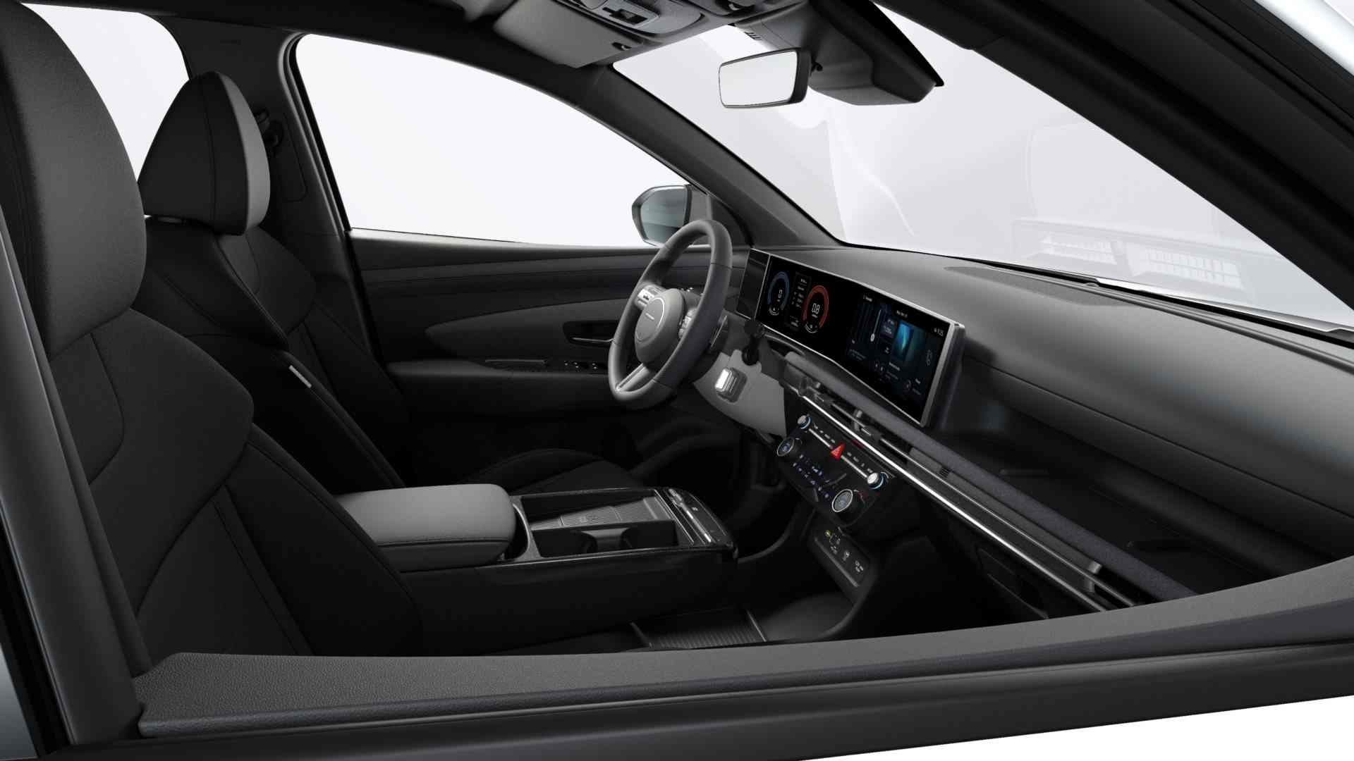 Renting New Hyundai Tucson Black Line Atlas White SUV Hybrid Automático Etiqueta ECO Interior