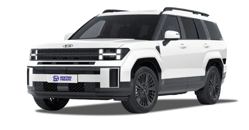 Renting New Hyundai Santa Fe Calligraphy Creamy White SUV 7 Plazas HEV Etiqueta 0 Renting Finders