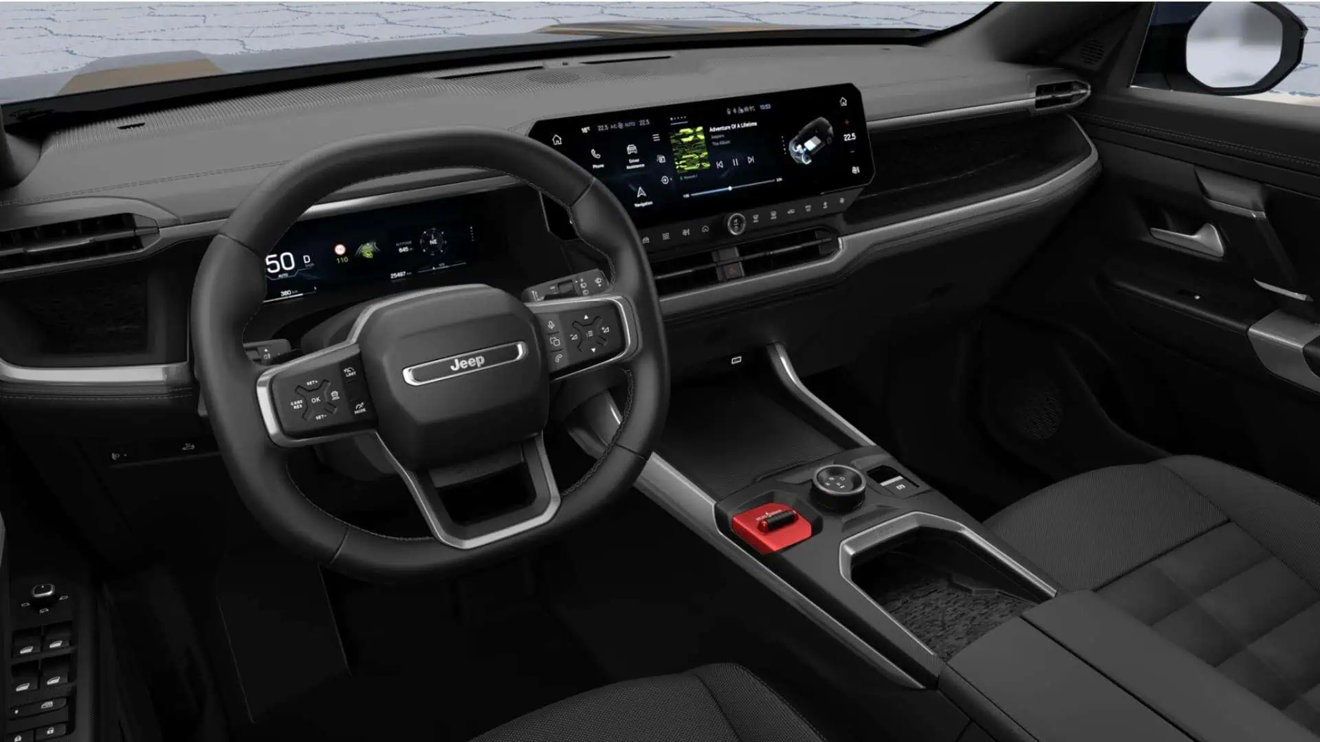 Renting New Jeep Compass Altitude Vulcano SUV Híbrido Automático Etiqueta ECO Interior
