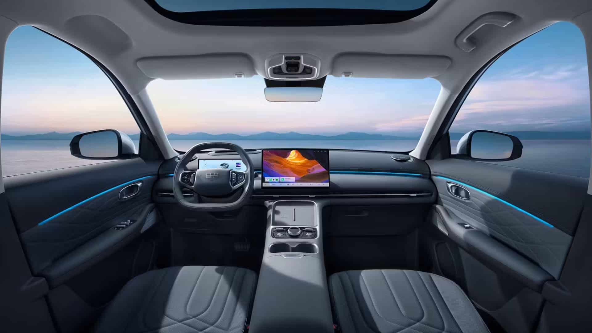 Renting New Geely Starray EM-i Max Azul Glaciar SUV PHEV Automático Etiqueta 0 Interior