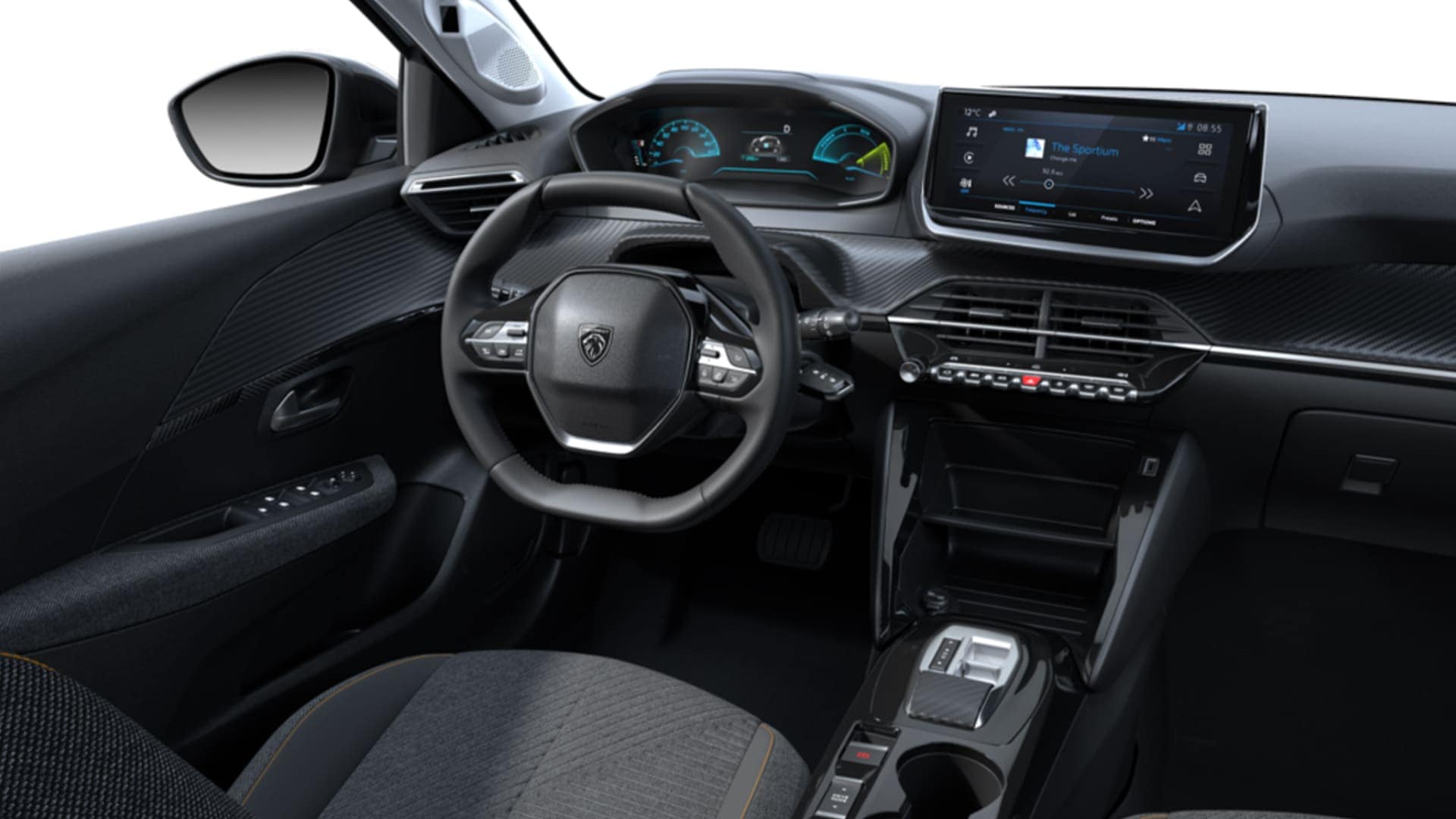 Renting New Peugeot e208 Style Blanco Okenite Compacto Automático Eléctrico Etiqueta 0 Interior