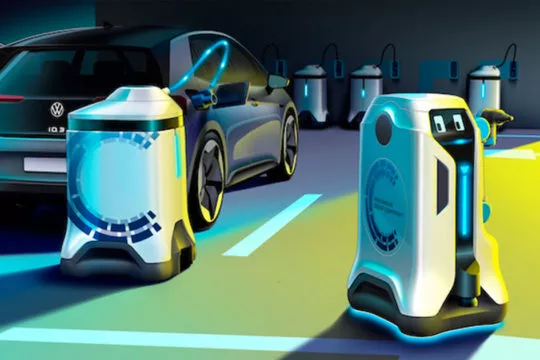 Conoce los robots autónomos de Volkswagen que cargan solos los coches eléctricos