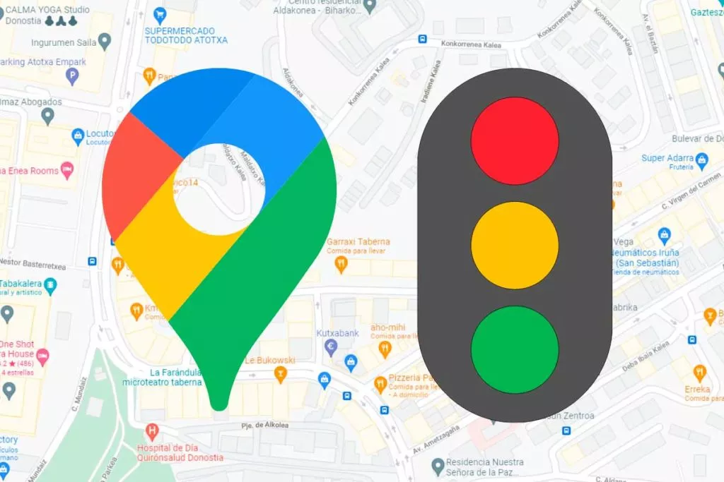 google maps muestra semaforos coche mapa