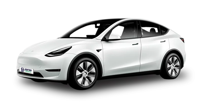 Renting Finders Tesla Model Y Gran Autonomía Blanco Multicapa SUV Eléctrico Etiqueta 0